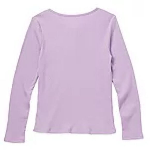 Thereabouts Little & Big Girls Henley Neck Long Sleeve T-Shirt - Picture 2 of 2